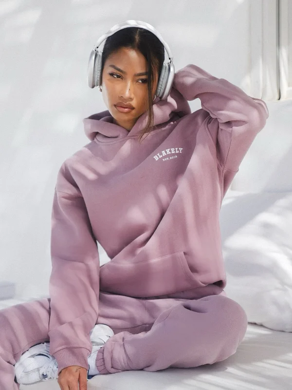 Heritage Oversized Hoodie - Dusty Pink Hoodie with Exposed Zipper Edgy Industrial