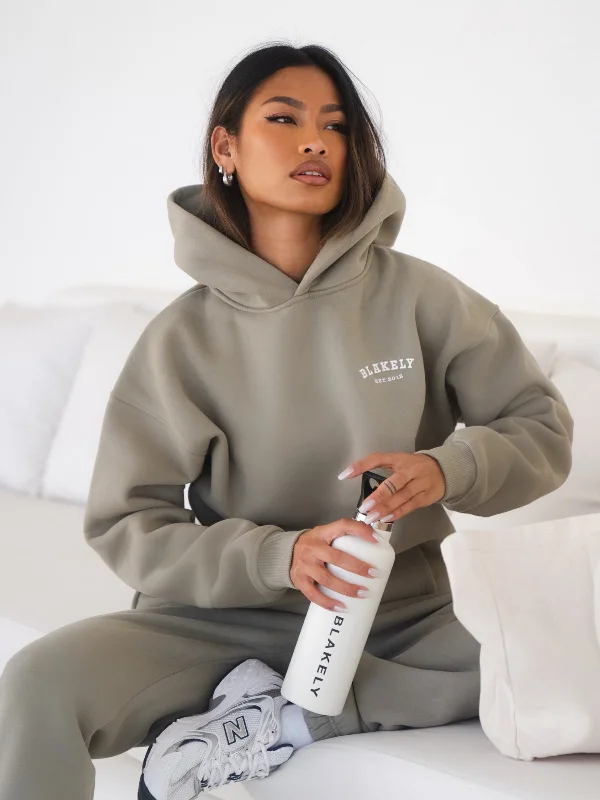 Heritage Oversized Hoodie - Olive Hoodie with Back Slit Movement Comfort