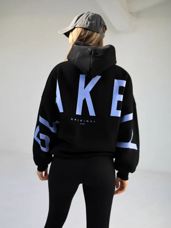 Members Isabel Oversized Hoodie - Black & Blue Hoodie with Pocket Utility Practical Members Isabel Oversized Hoodie - Black & Blue Hoodie with Pocket Utility Practical