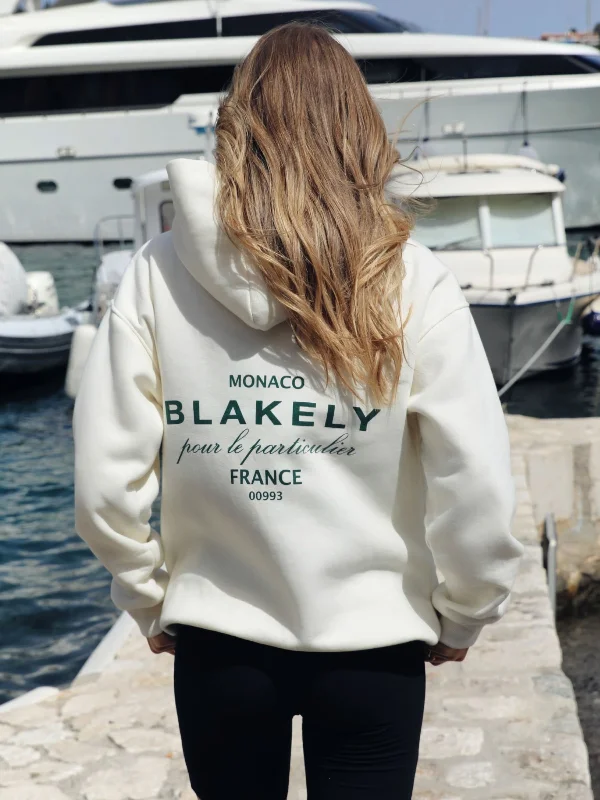 Monaco Oversized Hoodie - Ivory Hoodie with Hem Ribbing Snug Secure