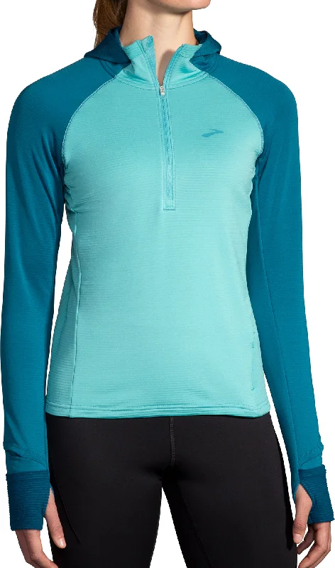 Brooks Notch Thermal 2.0 Womens Running Hoody - Blue Hoodie with Pattern Geometric Abstract Brooks Notch Thermal 2.0 Womens Running Hoody - Blue Hoodie with Pattern Geometric Abstract