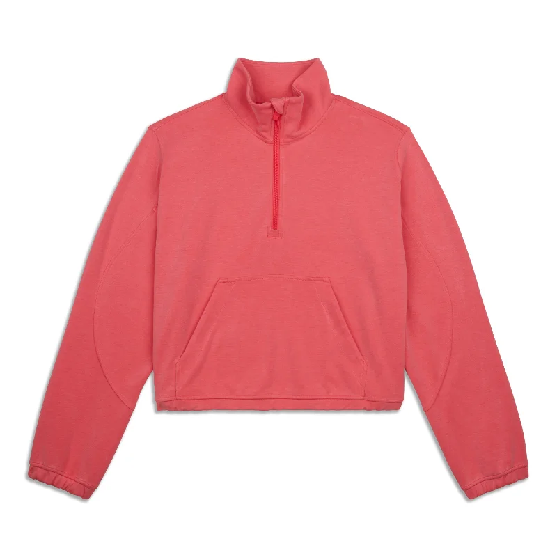 Brushed Softstreme Half Zip - Resale Hoodie with Thumb Holes Functional Cozy