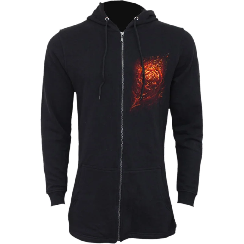 BURNT ROSE - Ladies Fish Tail Full Zip Hoody - Zip Sleeve Hoodie with Stripes Bold Sporty BURNT ROSE - Ladies Fish Tail Full Zip Hoody - Zip Sleeve Hoodie with Stripes Bold Sporty