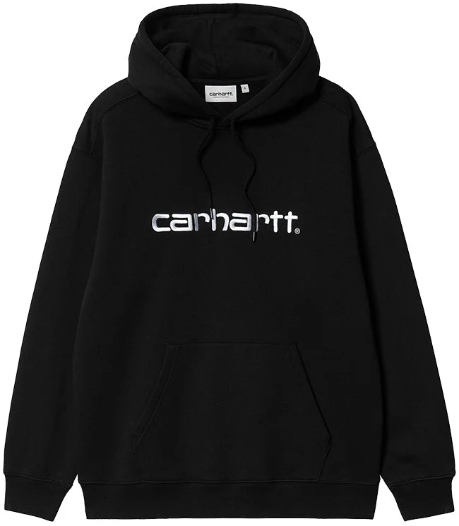 Carhartt WIP Womens Hooded Carhartt Sweatshirt Black White Hoodie with Half-Zip Sporty Casual