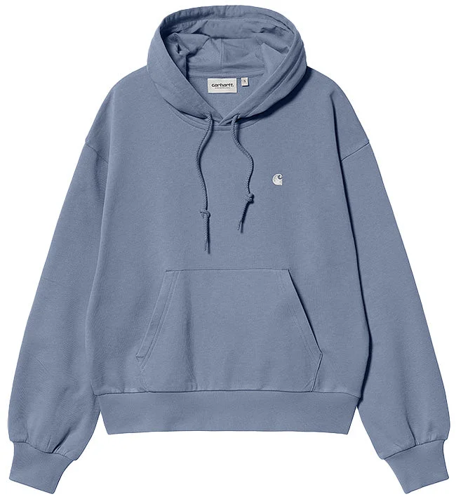 Carhartt WIP Womens Hooded Casey Sweatshirt Bay Blue Silver Hoodie with Hood Adjustable Protection Carhartt WIP Womens Hooded Casey Sweatshirt Bay Blue Silver Hoodie with Hood Adjustable Protection