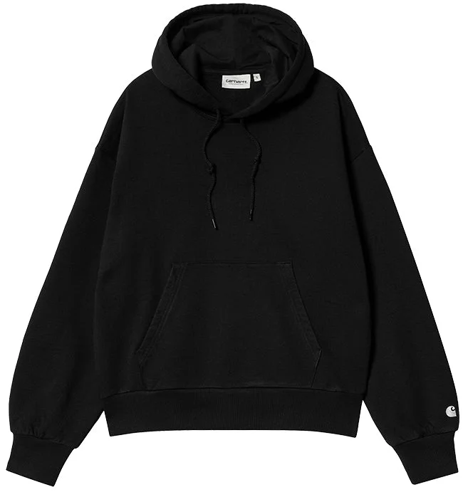 Carhartt WIP Womens Hooded Casey Sweatshirt Black Silver Hoodie with Ribbed Cuffs Snug Fit Comfort Carhartt WIP Womens Hooded Casey Sweatshirt Black Silver Hoodie with Ribbed Cuffs Snug Fit Comfort