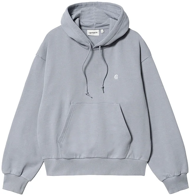 Carhartt WIP Womens Hooded Casey Sweatshirt Mirror Silver Hoodie with Monochrome Minimalist Simple Carhartt WIP Womens Hooded Casey Sweatshirt Mirror Silver Hoodie with Monochrome Minimalist Simple