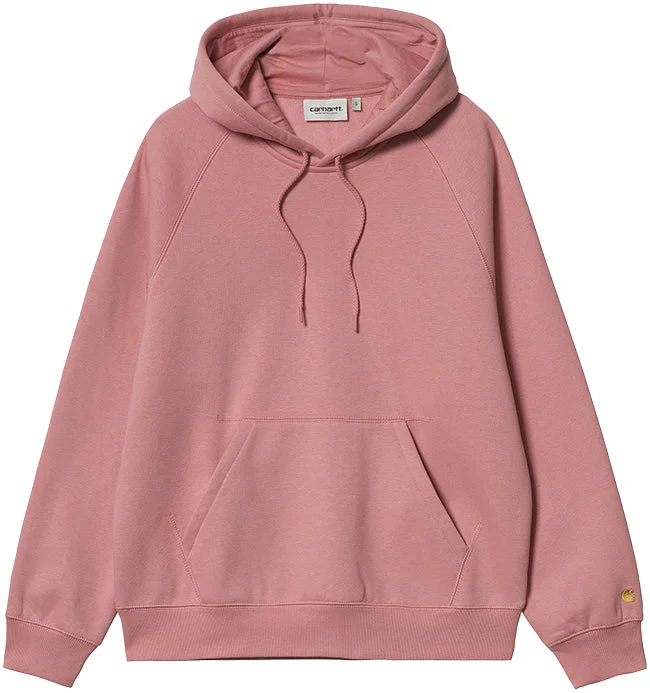 Carhartt WIP Womens Hooded Chase Sweatshirt Rothko Pink Gold Hoodie with Button Placket Classic Preppy Carhartt WIP Womens Hooded Chase Sweatshirt Rothko Pink Gold Hoodie with Button Placket Classic Preppy