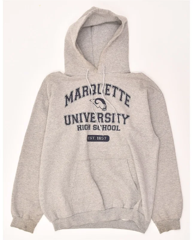 CHAMPION Mens Graphic Hoodie Jumper Large Grey Cotton Hoodie with Emblem Brand Identity CHAMPION Mens Graphic Hoodie Jumper Large Grey Cotton Hoodie with Emblem Brand Identity