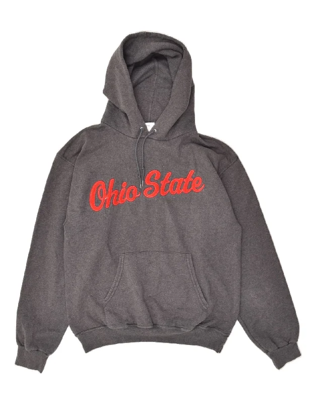 CHAMPION Mens Graphic Hoodie Jumper Medium Grey Cotton Hoodie with Hem Detail Decorative Unique CHAMPION Mens Graphic Hoodie Jumper Medium Grey Cotton Hoodie with Hem Detail Decorative Unique