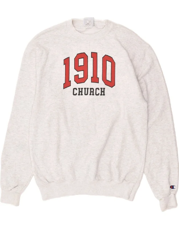 CHAMPION Mens Graphic Sweatshirt Jumper Medium Grey Cotton Hoodie with Magnetic Closure Innovative Modern CHAMPION Mens Graphic Sweatshirt Jumper Medium Grey Cotton Hoodie with Magnetic Closure Innovative Modern