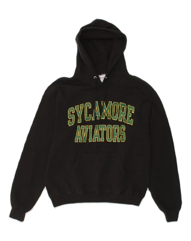 CHAMPION Mens Sycamore Aviators Graphic Hoodie Jumper Medium Black Cotton Hoodie with High Neck Warm Protective