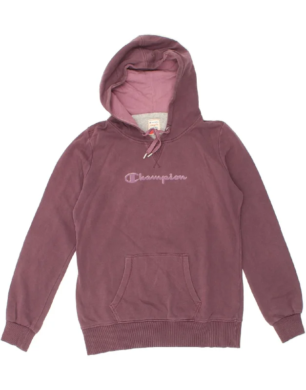 CHAMPION Womens Heritage Fit Graphic Hoodie Jumper UK 18 XL Burgundy Hoodie with Logo Branding Identity CHAMPION Womens Heritage Fit Graphic Hoodie Jumper UK 18 XL Burgundy Hoodie with Logo Branding Identity