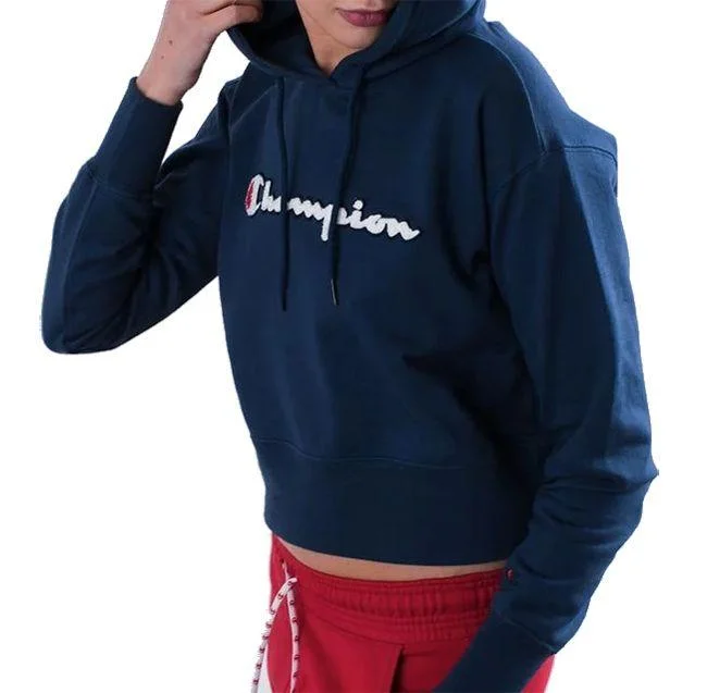 Champion Womens Hooded Sweatshirt Navy Hoodie with Hem Drawcord Adjustable Customizable Champion Womens Hooded Sweatshirt Navy Hoodie with Hem Drawcord Adjustable Customizable