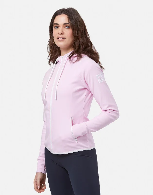 Chill Zip Hoodie in Baby Pink Hoodie with Exposed Zipper Edgy Industrial