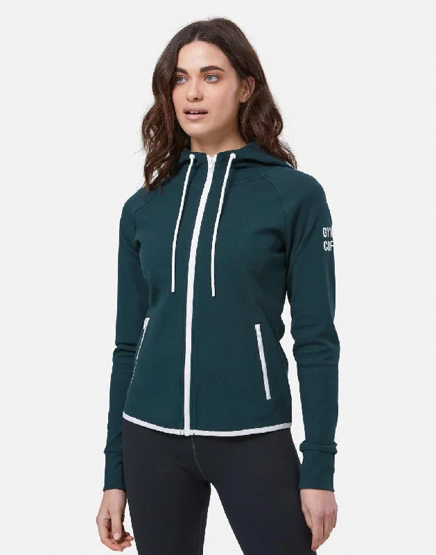 Chill Zip Hoodie in Moss Green Hoodie with Rhinestones Sparkly Elegant
