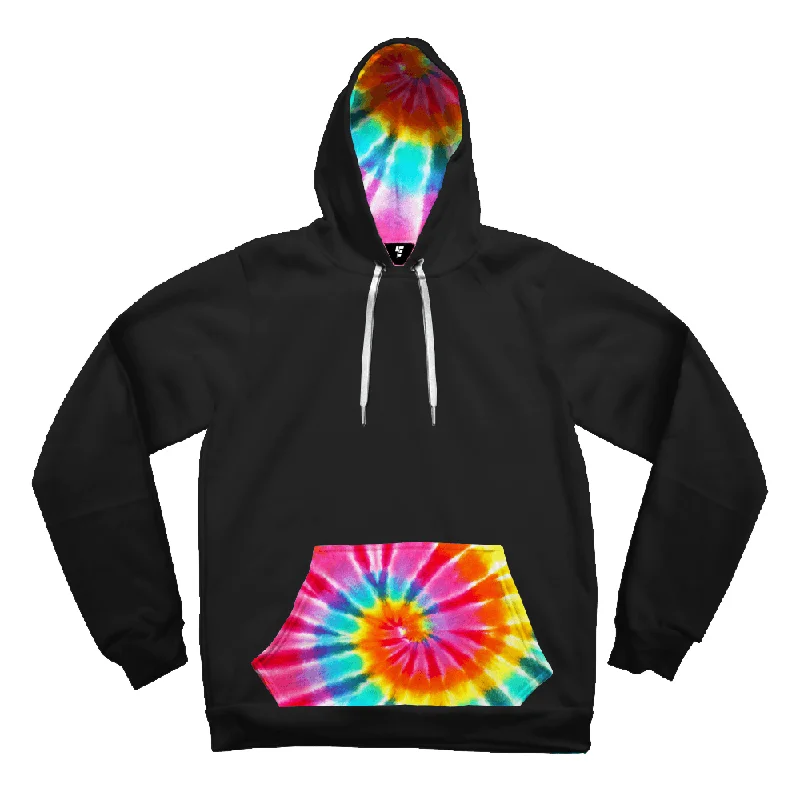 Classic Tie Dye Contrast Unisex Hoodie Hoodie with Half-Zip Sporty Casual
