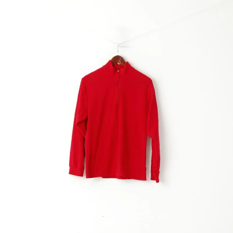F.LLI Campagnolo Women L Fleece Top Red Zip Neck Activewear Plain Top Hoodie with Hem Contrast Bold Stylish F.LLI Campagnolo Women L Fleece Top Red Zip Neck Activewear Plain Top Hoodie with Hem Contrast Bold Stylish