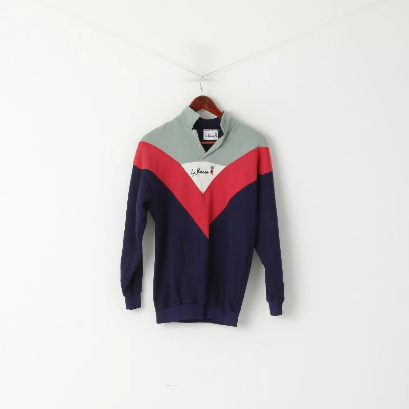 La Bocca Women S / M Sweatshirt Vintage Navy Festival Retro Sport Top Hoodie with Mock Neck Collared Structured La Bocca Women S / M Sweatshirt Vintage Navy Festival Retro Sport Top Hoodie with Mock Neck Collared Structured