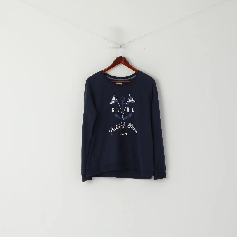 Etirel Women M Sweatshirt Navy Cotton Sailin Crew Graphic Soft Crew Neck Top Hoodie with Monochrome Minimalist Simple Etirel Women M Sweatshirt Navy Cotton Sailin Crew Graphic Soft Crew Neck Top Hoodie with Monochrome Minimalist Simple