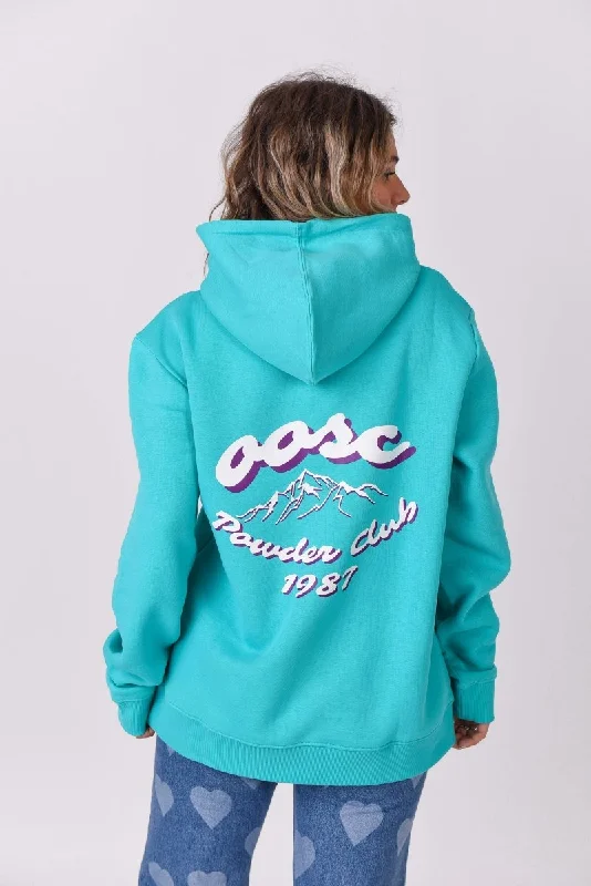 Powder Club Hoodie - Aqua Hooded Sweatshirt Casual Wear Street Style