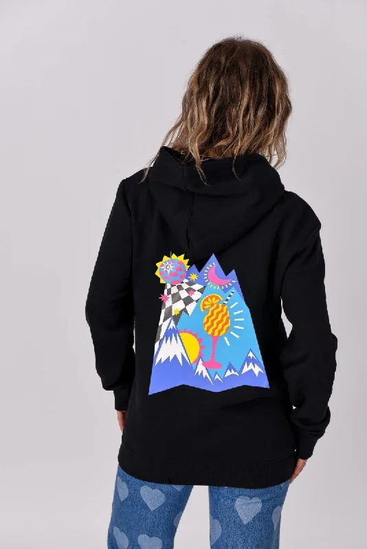 Day To Night Hoodie - Black Hoodie with Hem Lace Feminine Delicate