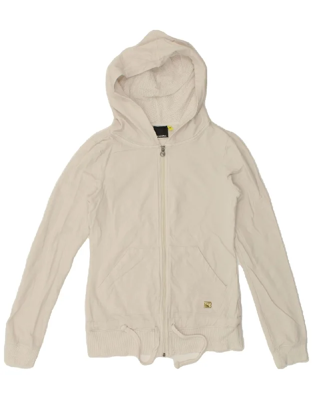 DIADORA Womens Zip Hoodie Sweater UK 10 Small White Cotton Hoodie with Hood Adjustable Protection DIADORA Womens Zip Hoodie Sweater UK 10 Small White Cotton Hoodie with Hood Adjustable Protection