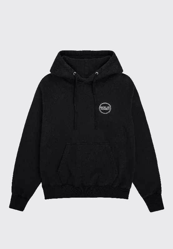 Diamante Logo Hood - Black Hoodie with Relaxed Fit Easy Casual