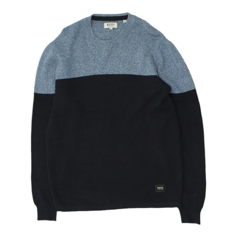 Diesel Mens Black Grey Knit Sweatshirt | Designer Streetwear Jumper VTG Hoodie with Hem Drawcord Adjustable Customizable Diesel Mens Black Grey Knit Sweatshirt | Designer Streetwear Jumper VTG Hoodie with Hem Drawcord Adjustable Customizable