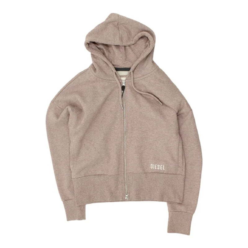 Diesel Womens Pink Full Zip Hoodie | Casual Designer Streetwear Hoody VTG Hoodie with Double Zipper Versatile Adjustable Diesel Womens Pink Full Zip Hoodie | Casual Designer Streetwear Hoody VTG Hoodie with Double Zipper Versatile Adjustable