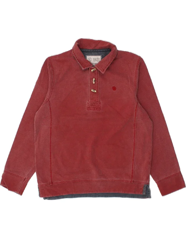 FAT FACE Mens Polo Neck Sweatshirt Jumper Large Red Cotton Hoodie with Hem Raw Edge Edgy Unfinished FAT FACE Mens Polo Neck Sweatshirt Jumper Large Red Cotton Hoodie with Hem Raw Edge Edgy Unfinished