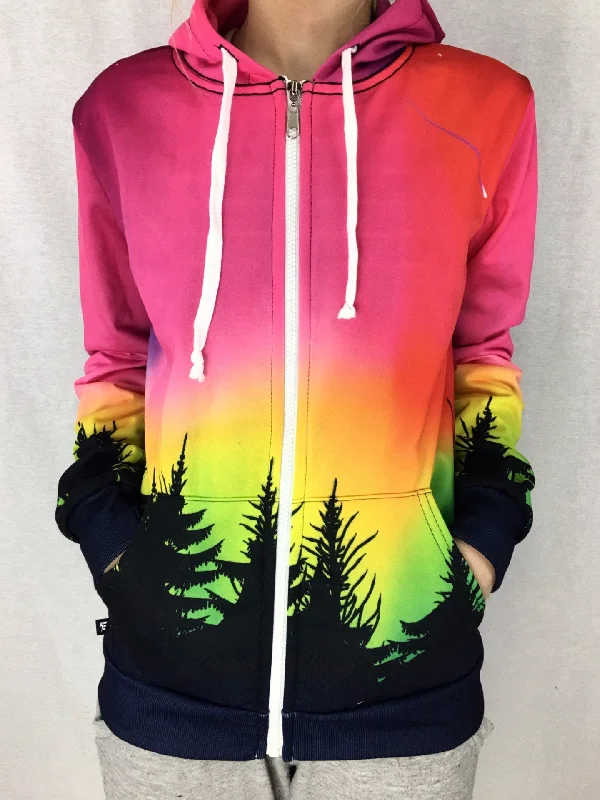 Forest Galaxy Unisex Zip Hoodie Hoodie with Strings Custom Fit Adjustable