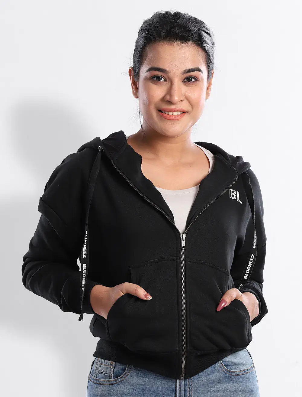 Front Zip Hoodie Hoodie with Cropped Fit Short Trendy
