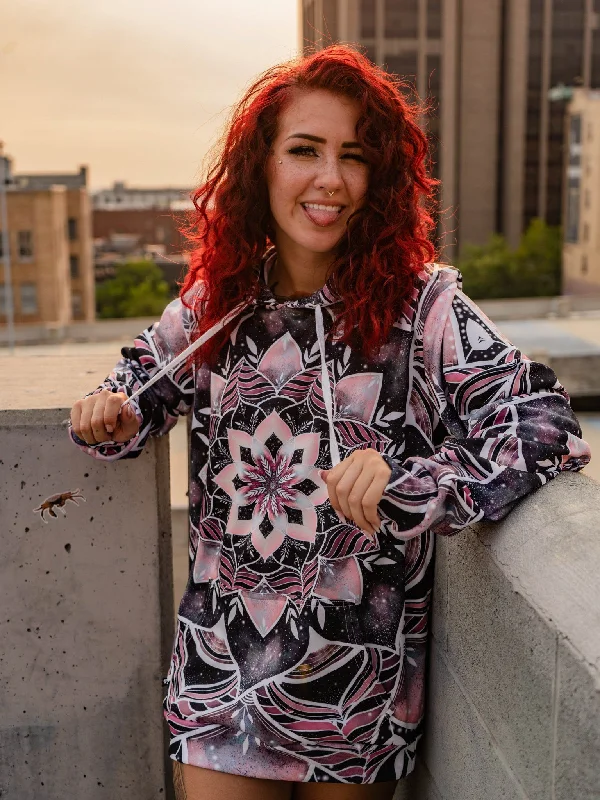 Galactic Rose Unisex Hoodie Hoodie with Metallic Shiny Futuristic