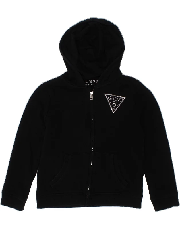 GUESS Girls Graphic Zip Hoodie Sweater 5-6 Years Black Cotton Hoodie with Typography Text Message GUESS Girls Graphic Zip Hoodie Sweater 5-6 Years Black Cotton Hoodie with Typography Text Message