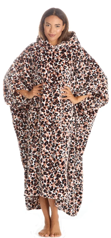 Huggable Hoodie Oversized Wearable Blanket Womens Fleece Hoody - Leopard Hoodie with Hem Ribbing Snug Secure Huggable Hoodie Oversized Wearable Blanket Womens Fleece Hoody - Leopard Hoodie with Hem Ribbing Snug Secure