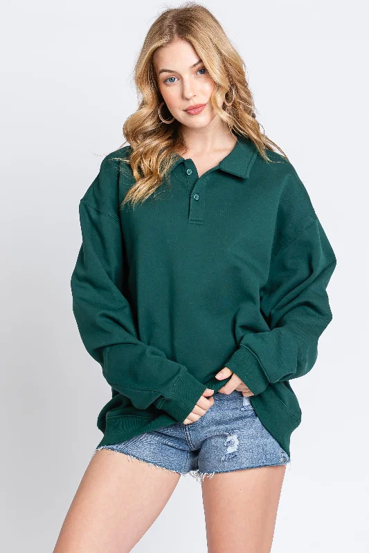 Hunter Green Collared Pullover Sweatshirt Hoodie with Belted Waist Structured Tailored Hunter Green Collared Pullover Sweatshirt Hoodie with Belted Waist Structured Tailored