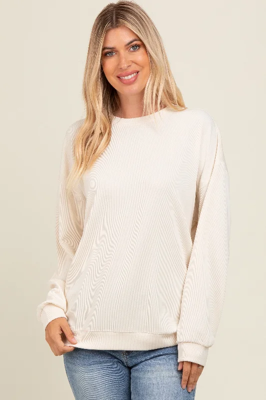 Ivory Drop Shoulder Sweatshirt Hoodie Sweatshirt Pullover