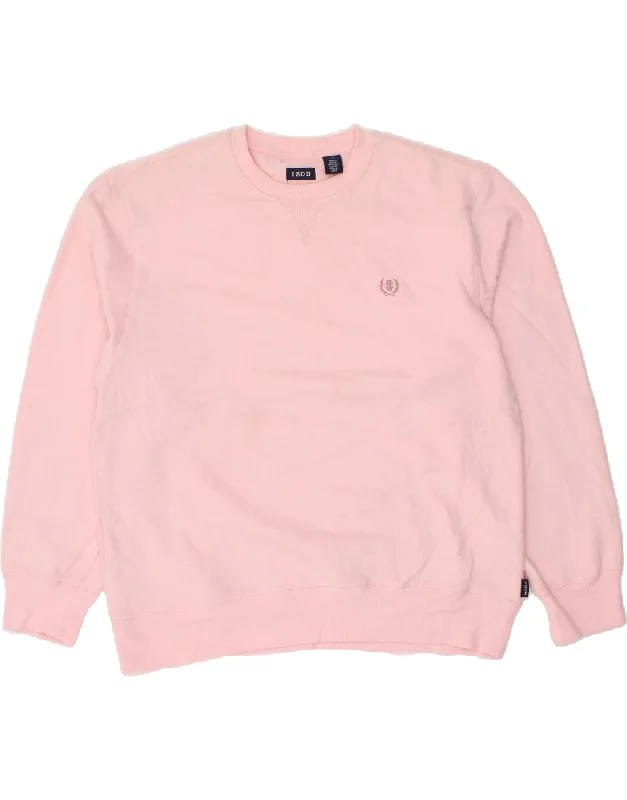 IZOD Mens Sweatshirt Jumper Large Pink Cotton Hoodie with Hem Applique Textured Unique IZOD Mens Sweatshirt Jumper Large Pink Cotton Hoodie with Hem Applique Textured Unique