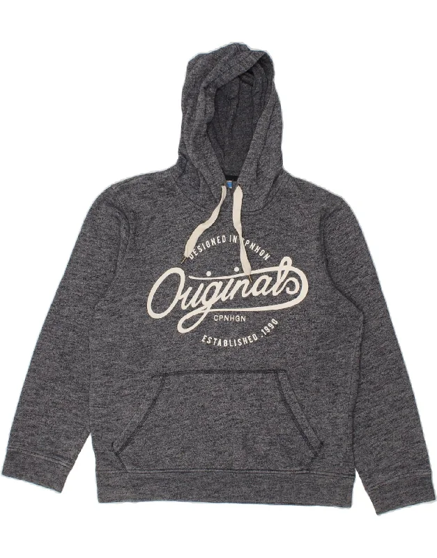 JACK & JONES Mens Hoodie Jumper Medium Grey Flecked Cotton Hoodie with Rolled Sleeves Casual Relaxed JACK & JONES Mens Hoodie Jumper Medium Grey Flecked Cotton Hoodie with Rolled Sleeves Casual Relaxed
