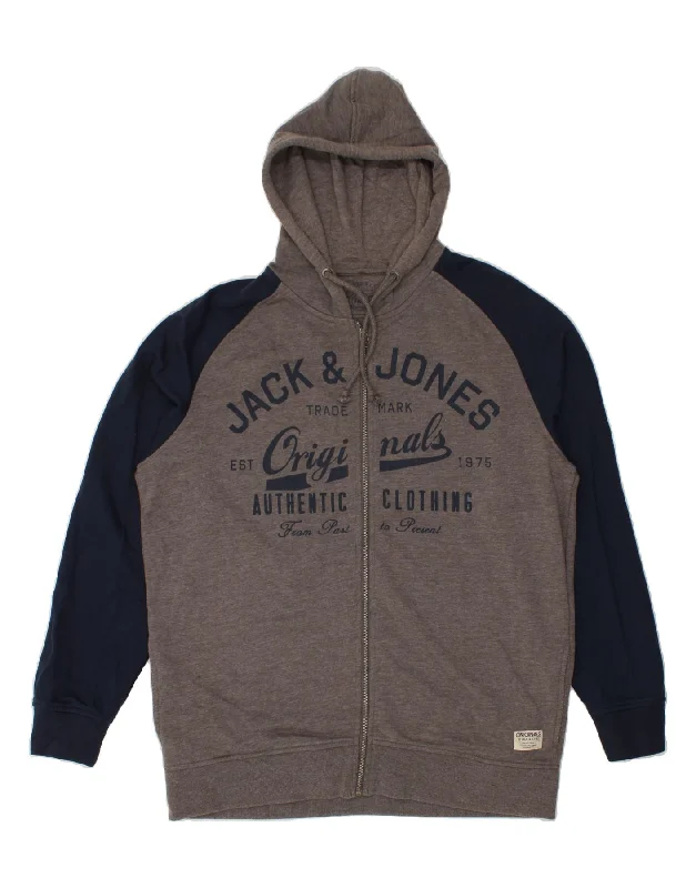 JACK & JONES Mens Originals Graphic Zip Hoodie Sweater XL Grey Colourblock Hoodie with Pastel Soft Subtle JACK & JONES Mens Originals Graphic Zip Hoodie Sweater XL Grey Colourblock Hoodie with Pastel Soft Subtle