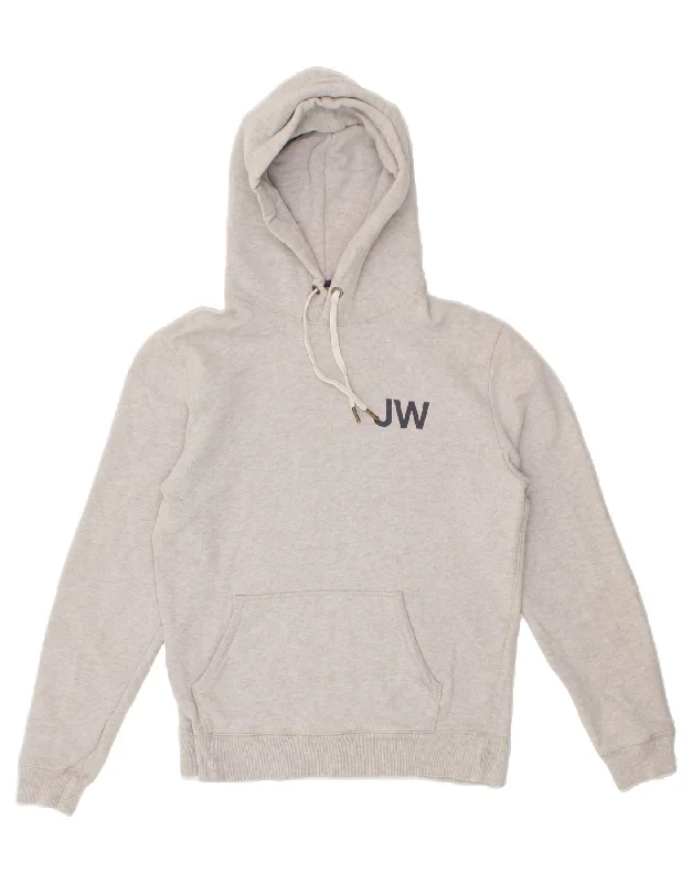 JACK WILLS Mens Hoodie Jumper XS Grey Cotton Hoodie with Snap Buttons Easy Quick