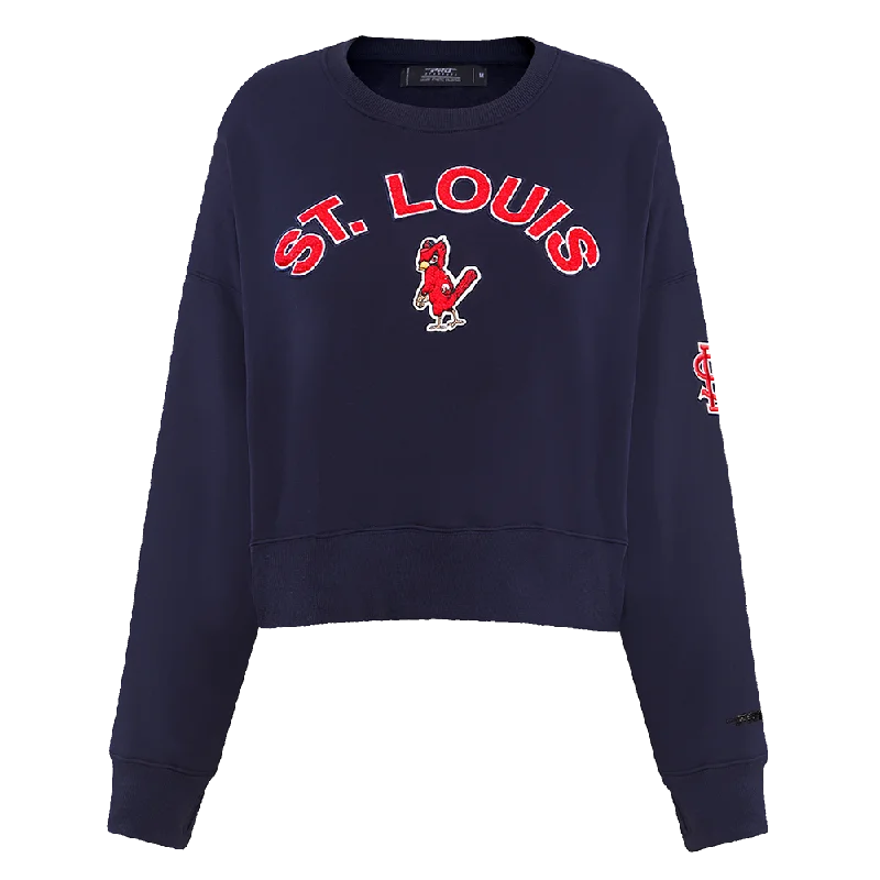 MLB ST. LOUIS CARDINALS CLASSIC WOMEN'S CREWNECK (MIDNIGHT NAVY) Hoodie with V-Neck Classic Versatile