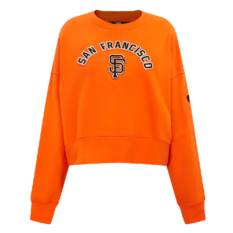 MLB SAN FRANCISCO GIANTS CLASSIC WOMEN'S CREWNECK (ORANGE) Hoodie with Toggle Buttons Decorative Unique