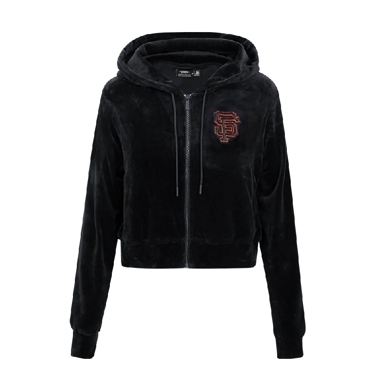 MLB SAN FRANCISCO GIANTS CLASSIC WOMEN'S VELOUR FZ PO HOODIE (BLACK) Hoodie with Crew Neck Simple Timeless MLB SAN FRANCISCO GIANTS CLASSIC WOMEN'S VELOUR FZ PO HOODIE (BLACK) Hoodie with Crew Neck Simple Timeless