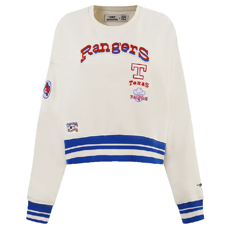 MLB TEXAS RANGERS RETRO CLASSIC WOMEN'S RIB CREWNECK (EGGSHELL/ROYAL BLUE) Hoodie with Reflective Safety Nightwear MLB TEXAS RANGERS RETRO CLASSIC WOMEN'S RIB CREWNECK (EGGSHELL/ROYAL BLUE) Hoodie with Reflective Safety Nightwear