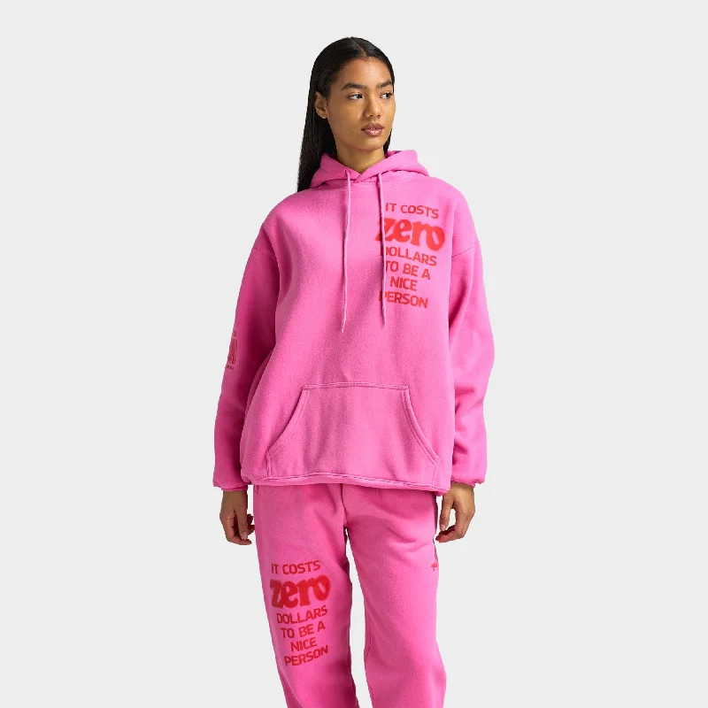 Mayfair Women's It Costs $0 Hoodie / Pink Hoodie with Color Block Contrast Stylish