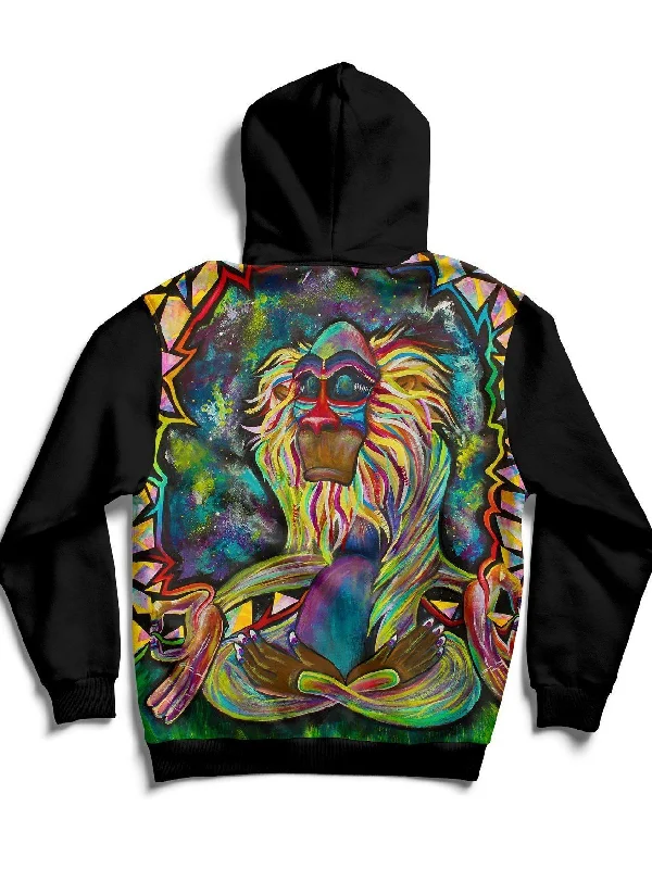 Meditating Rafiki Back Panel Unisex Hoodie Hoodie with Button Placket Classic Preppy