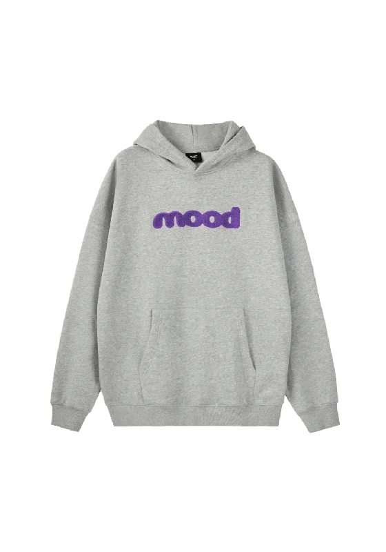 Mood Embroidered Hoodie Hoodie with Button Classic Timeless