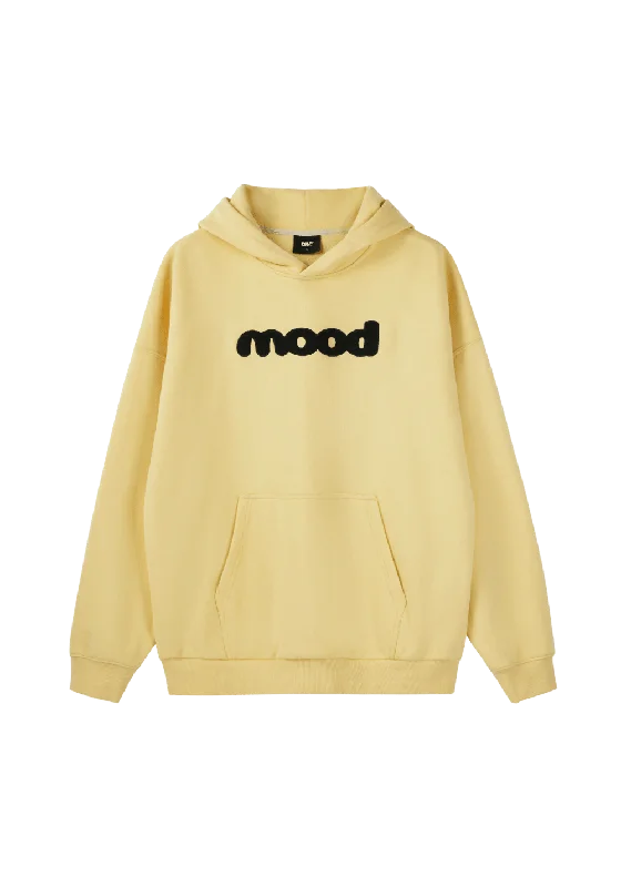 Mood Embroidered Hoodie Hoodie with Ribbed Cuffs Snug Fit Comfort